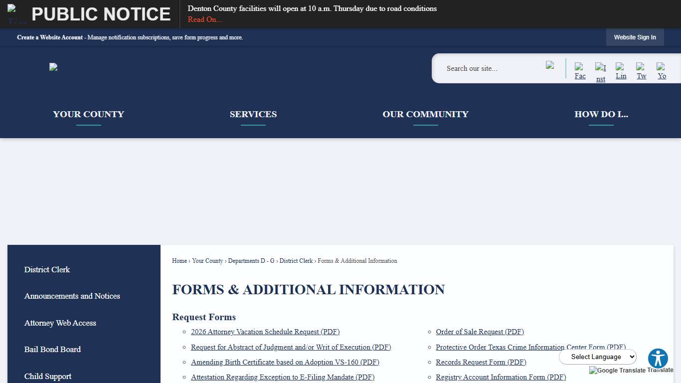 Forms & Additional Information Denton County, TX