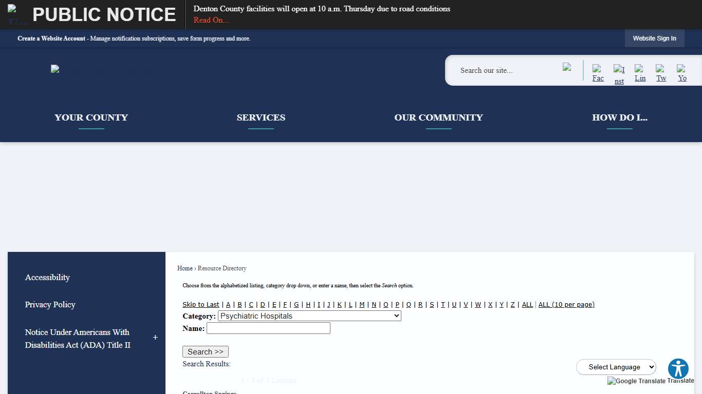 Resource Directory • Denton County, TX • CivicEngage