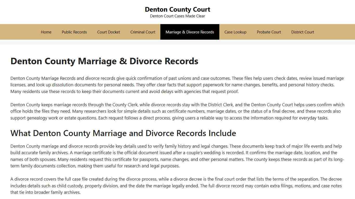 Denton County Marriage & Divorce Records - Denton County Court